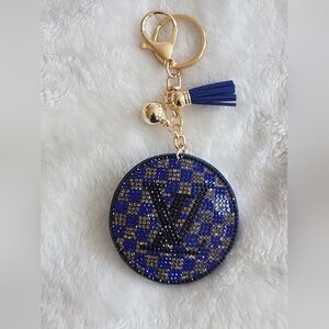 Elegant Luxury Logo Blue and Black Keychain Bag Charm